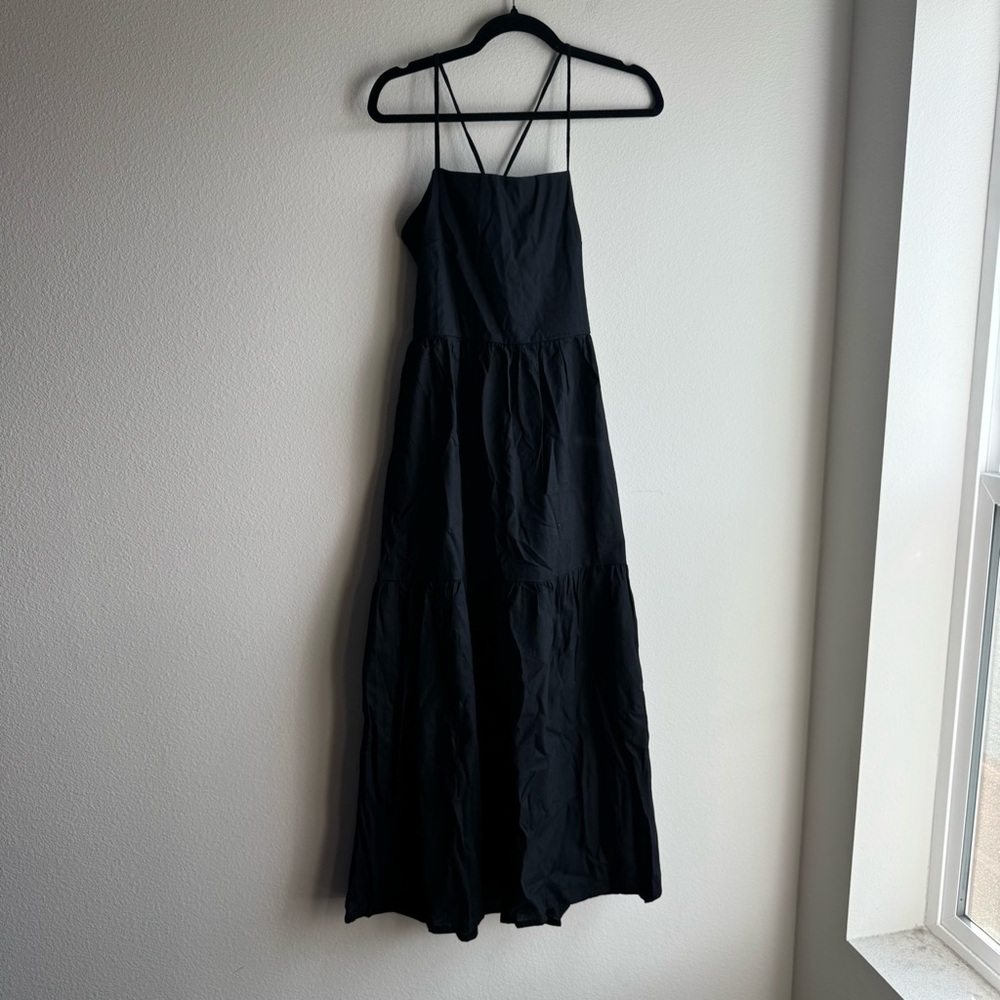 Rove JOIE Midi Dress Natural Fibers black linen cotton size medium - Picture 3 of 6